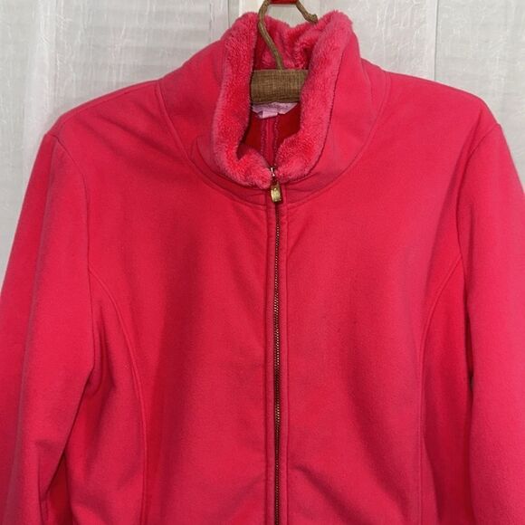 Lilly Pulitzer L Pink Grace Fleece Faux Fur Lined Cozy Soft Full Zip Jacket - Picture 4 of 16